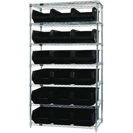 Quantum Storage Systems Shelving Unit, 18 in W x 74 in H x 42 in D, 7 Shelves WR7-532BK