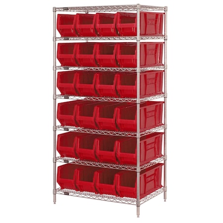 Quantum Storage Systems Shelving Unit, 36 in W x 74 in H x 24 in D, 7 Shelves WR7-951RD