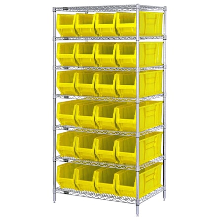 Quantum Storage Systems Shelving Unit, 36 in W x 74 in H x 24 in D, 7 Shelves WR7-951YL