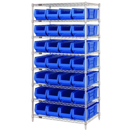Quantum Storage Systems Shelving Unit, 36 in W x 74 in H x 24 in D, 8 Shelves WR8-950BL