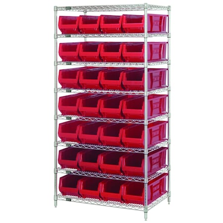 Quantum Storage Systems Shelving Unit, 36 in W x 74 in H x 24 in D, 8 Shelves WR8-950RD