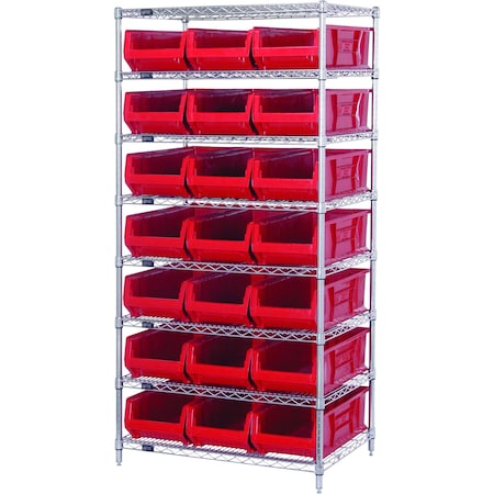 Quantum Storage Systems Shelving Unit, 36 in W x 74 in H x 24 in D, 8 Shelves WR8-952RD