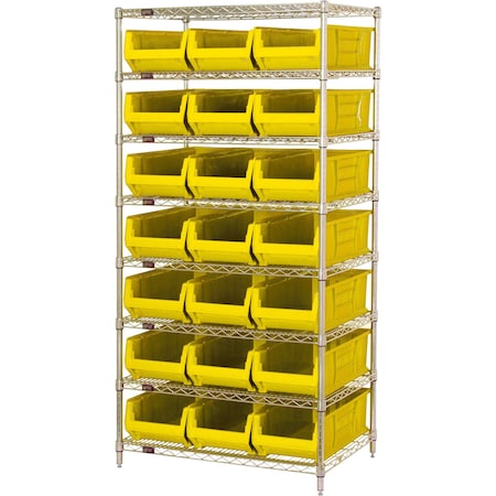 Quantum Storage Systems Shelving Unit, 36 in W x 74 in H x 24 in D, 8 Shelves WR8-952YL