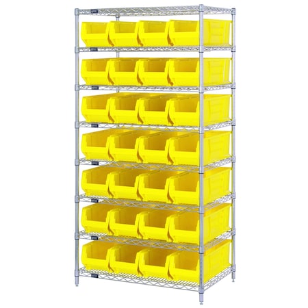 Quantum Storage Systems Shelving Unit, 36 in W x 74 in H x 30 in D, 8 Shelves WR8-970YL