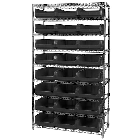 Quantum Storage Systems Shelving Unit, 18 in W x 74 in H x 42 in D, 9 Shelves WR9-531BK