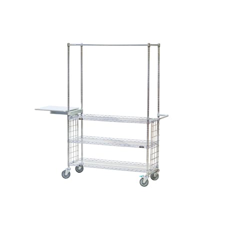 Irsg Wire Cart, Top Hang Bar, Enclsr Pnls, 3 Rev Mat Shlvs, 18 in D x 48 in L x 75 in H WRR-1848-69C-DL