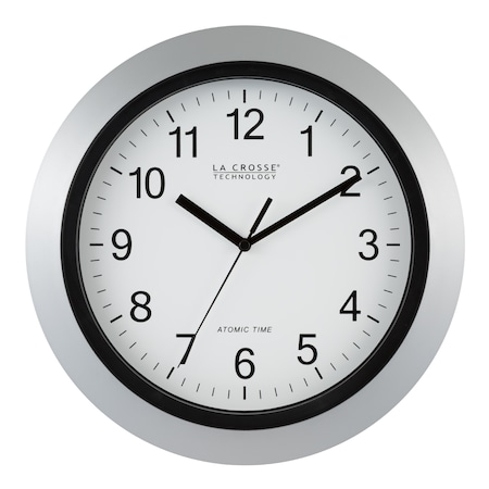 La Crosse Technology Atomic Wall Clock, Silver, 12" WT-3129S