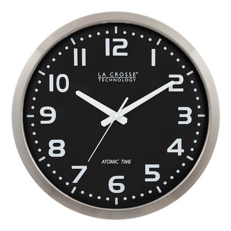 La Crosse Technology Metal Atomic Analaog Wall Clock, 16" WT-3161BK-INT