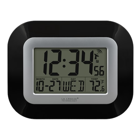 Zoro Select Atomic Digital Wall Clock w Indoor Temp WT-8005U-B-INT