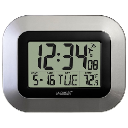 La Crosse Technology Atomic Digital Wall Clock w Indoor Temp WT-8005U-S-INT