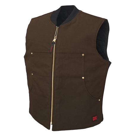 Tough Duck Men's 100% Cotton Premium 12 oz Moto Vest - Dark Brown - XS