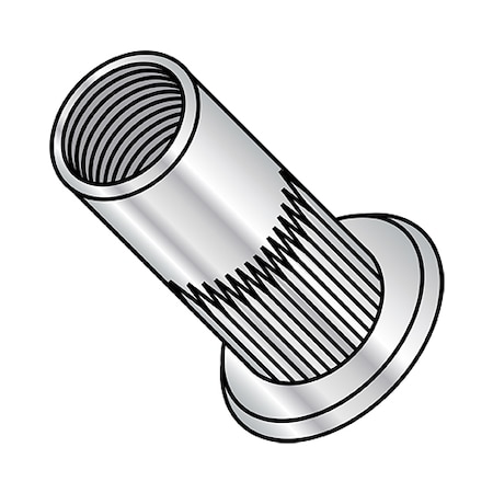 Zoro Select Rivet Nut, 1/4"-20 Thread Size, 0.490 in - 0.500 in Flange Dia., .705 in - .735 in L, Aluminum XA-14260S