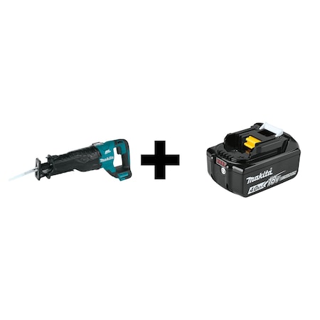 Makita Cordless Recip Saw, 18V, w/Battery XRJ05Z + BL1840B