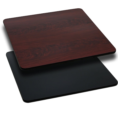 Flash Furniture Square Square Table Top with Black or Mahogany, 42" W, 42" L, 1.125" H, Black/Mahogany XU-MBT-4242-GG