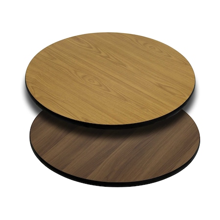Flash Furniture Round Round Table Top with Natural or Walnut R, 30" W, 30" L, 1.125" H, Laminate, Wood Grain XU-RD-30-WNT-GG