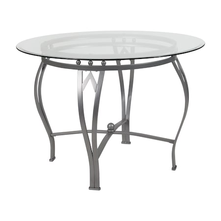 Flash Furniture Round Glass Table/Silver Frame, Round, 42", 42" W, 42" L, 29.5" H, Glass Top, Clear XU-TBG-24-GG