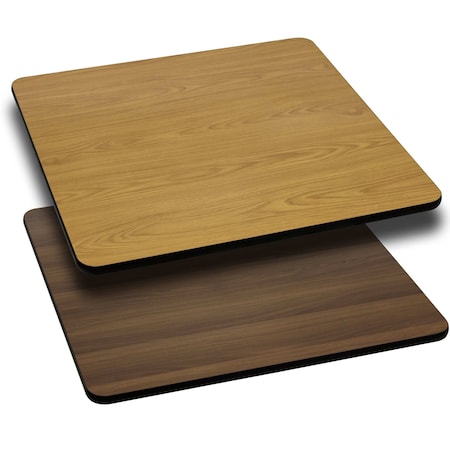 Flash Furniture Square Square Table Top with Natural or Walnut, 36" W, 36" L, 1.125" H, Laminate, Wood Grain XU-WNT-3636-GG