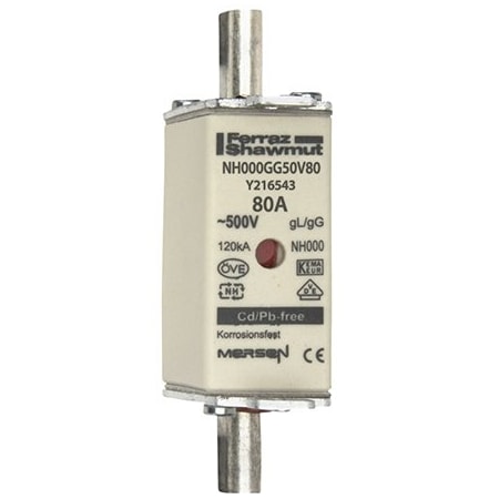 Mersen Fuse Link, Y21 Series, 80A, Time-Delay, 500V AC, Square Y216543