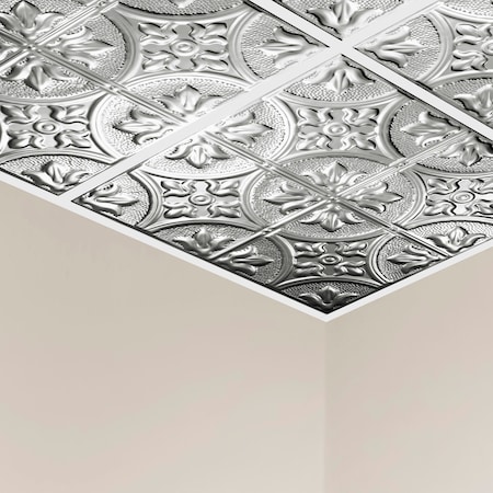Great Lakes Tin Jamestown Ceiling Tile, 24 in W x 24 in L, 15/16 in Grid Size, 5 PK Y5103