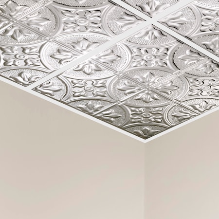 Great Lakes Tin Jamestown Ceiling Tile, 24 in W x 24 in L, 15/16 in Grid Size, 5 PK Y5104