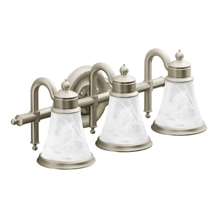 Moen Waterhill Triple Globe Bath Light Brushed Nickel YB9863BN