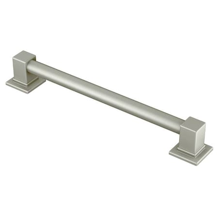 Moen 90 Degrees, Squared Corners Brushed Nickel 90 Degree 18" Grab Bar, 18" L, Stainless Steel YG8818BN