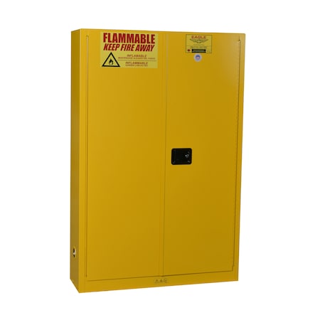 Eagle Mfg Hazardous Material Storage Cabinet, 30 gal, 5 Shelves, Steel, 43 in W x 65 in H x 12 in D, Yellow YPI7710X