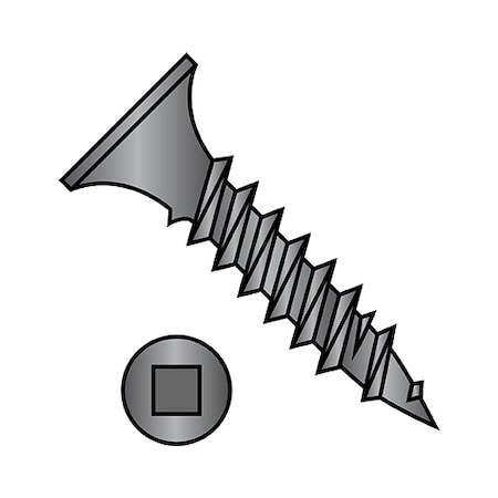 Zoro Select Drywall Screw, #8 x 2-1/2 in, Steel, Flat Head Square Drive, 2000 PK 0840YQG