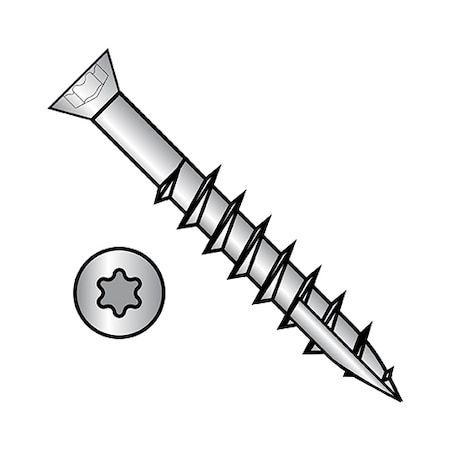 Zoro Select Drywall Screw, #7 x 1-5/8 in, Stainless Steel, Trim Head Torx Drive, 3000 PK 0726YTFT188