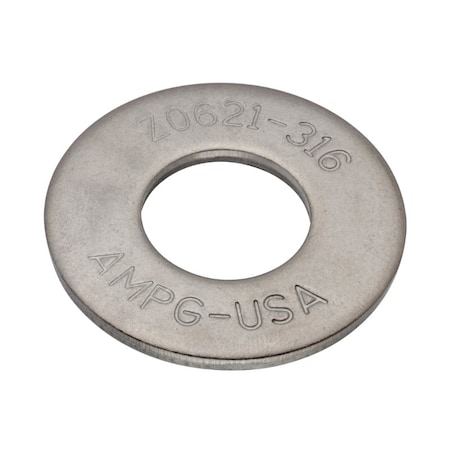 Zoro Select Flat Washer, For Screw Size 3/4" , 316 Stainless Steel Plain Finish, 10 PK Z0621-316