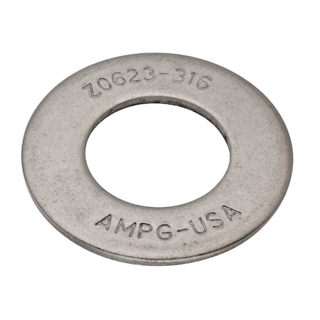 Zoro Select Flat Washer, For Screw Size 1" , 324 Stainless Steel Plain Finish, 10 PK Z0623-316