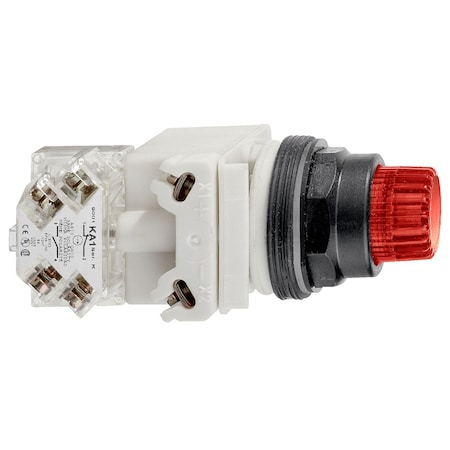 Schneider Electric Illuminated push-button head, Harmony 9001SK, plastic, projecting, red, 30mm, spring return, LED red, 24-28V 9001SK2L35LRR