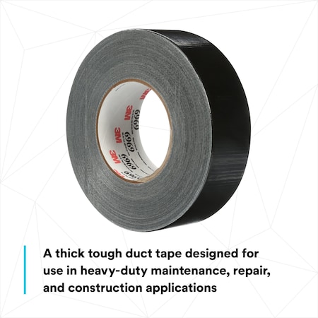 3M Duct Tape, Black, 60 yd L, 2 in W 6969