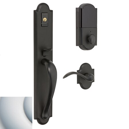 Baldwin 6402.BLENT Evolved Boulder Left Handed Single Cylinder Full Plate Handle, Satin Chrome