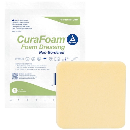 Dynarex CuraFoam Foam Dressing-2x2", PK120 3011