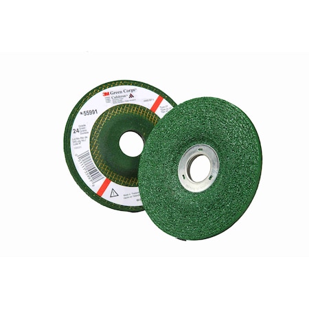 3M Grn Crps Deprssd Center Whl, 24 4inx, PK60, T27, 4 in Dia, Ceramic, 24 Grit, A1 Series 61010