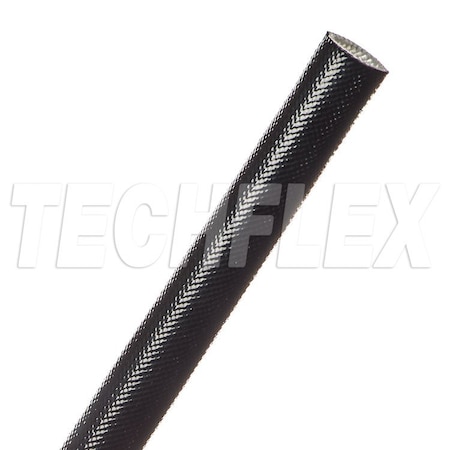 Techflex Braided Cable Sleeve, 3/8 in Inside Dia., 50 ft, Acrylic Fiberglass, Black AGA0.38BK