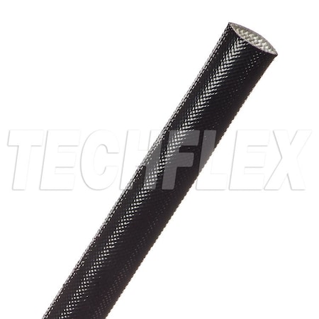 Techflex Braided Cable Sleeve, 7/16 in Inside Dia., 50 ft, Acrylic Fiberglass, Black AGA0.44BK