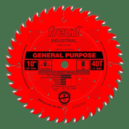 Freud General Purpose Blade, 10" x 40T LU72R010