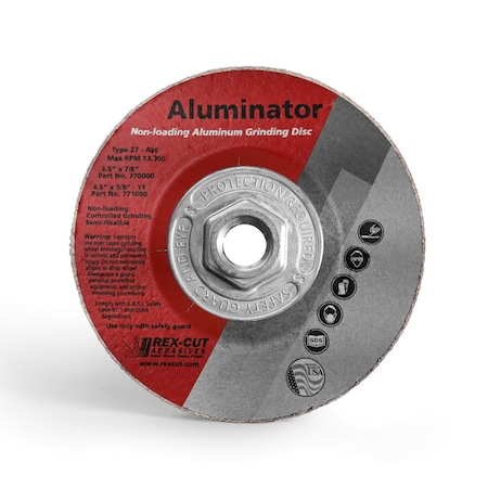 Rex Cut Aluminator Grinding Disc 4 1/2 X 5/8-11 T27 Aluminator Grind A36 771000