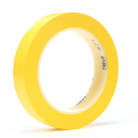 3M Vinyl Tape 471, Yellow, 1/4"x36 yd, PK144 05117