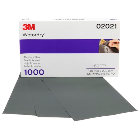 3M Wetordry Sheet, 02021, 1000gr, 5-1/2", PK250 02021