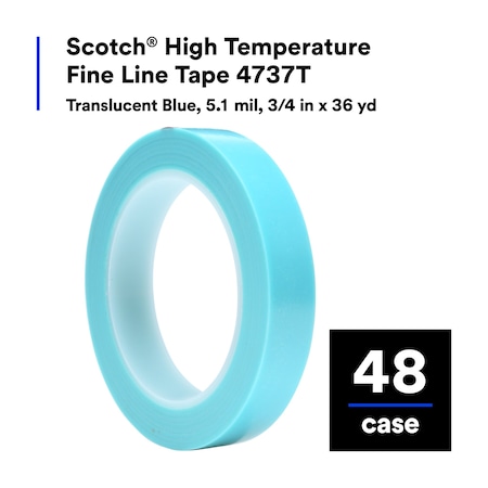 3M Painter's Tape, 3/4 in W x 36 yd L, 5.4 mil Thick, Blue, Rubber Adhesive, 48 PK 4737T
