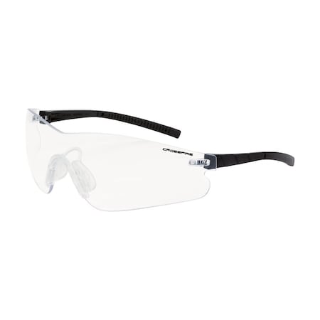 Crossfire Safety Glasses, Wraparound Clear Polycarbonate Lens, Scratch-Resistant, 12PK 3024 AF