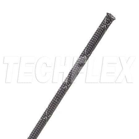 Techflex Braided Cable Sleeve, 1/8 in Inside Dia., 1/4 in Max Bundle Dia., 100 ft, Black; White CCF0.13TB