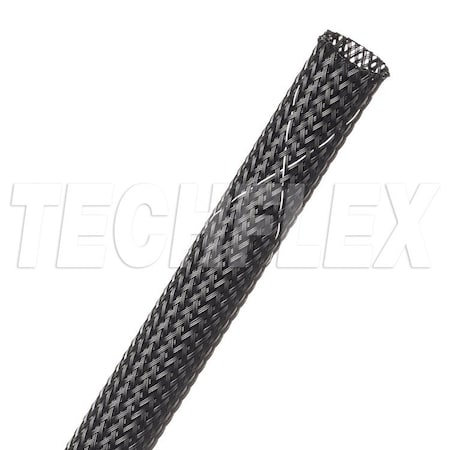Techflex Braided Cable Sleeve, 3/8 in Inside Dia., 5/8 in Max Bundle Dia., 100 ft, Black; White CCF0.38TB