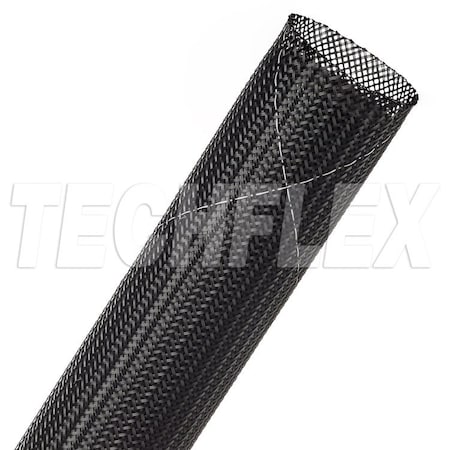 Techflex Braided Cable Sleeve, 1-1/4 in Inside Dia., 1-1/2 in Max Bundle Dia., 50 ft, Black; White CCF1.25TB