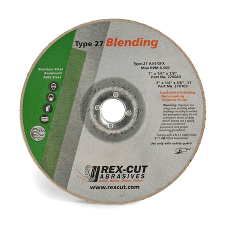 Rex Cut Grinding Disc 7 X 1/4 X 7/8 T27 A54 Gfx 270043