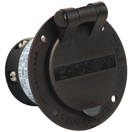 Ericson Locking Inlet, Non-NEMA, 50 A, 125/250V AC, Single Phase, 3 Pole, Flush Mount, Screw Terminals CS6375