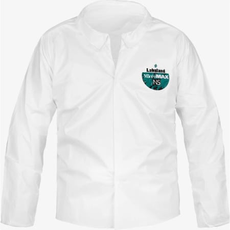Lakeland Shirt, long sleeve, serged seam, white, XL, Microporous Film Laminate, Snap, Open Cuff, 50 PK CTL201-XL